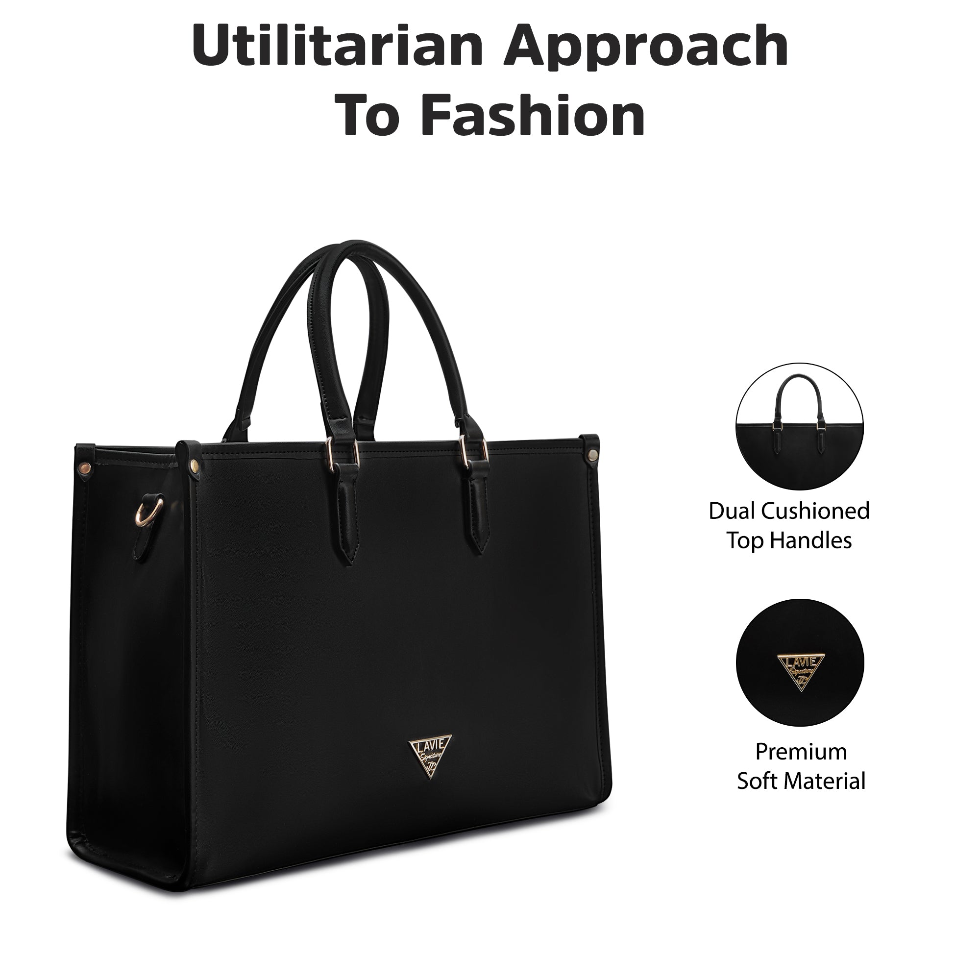 Lavie Signature Madisson Large Black Womens Box Tote