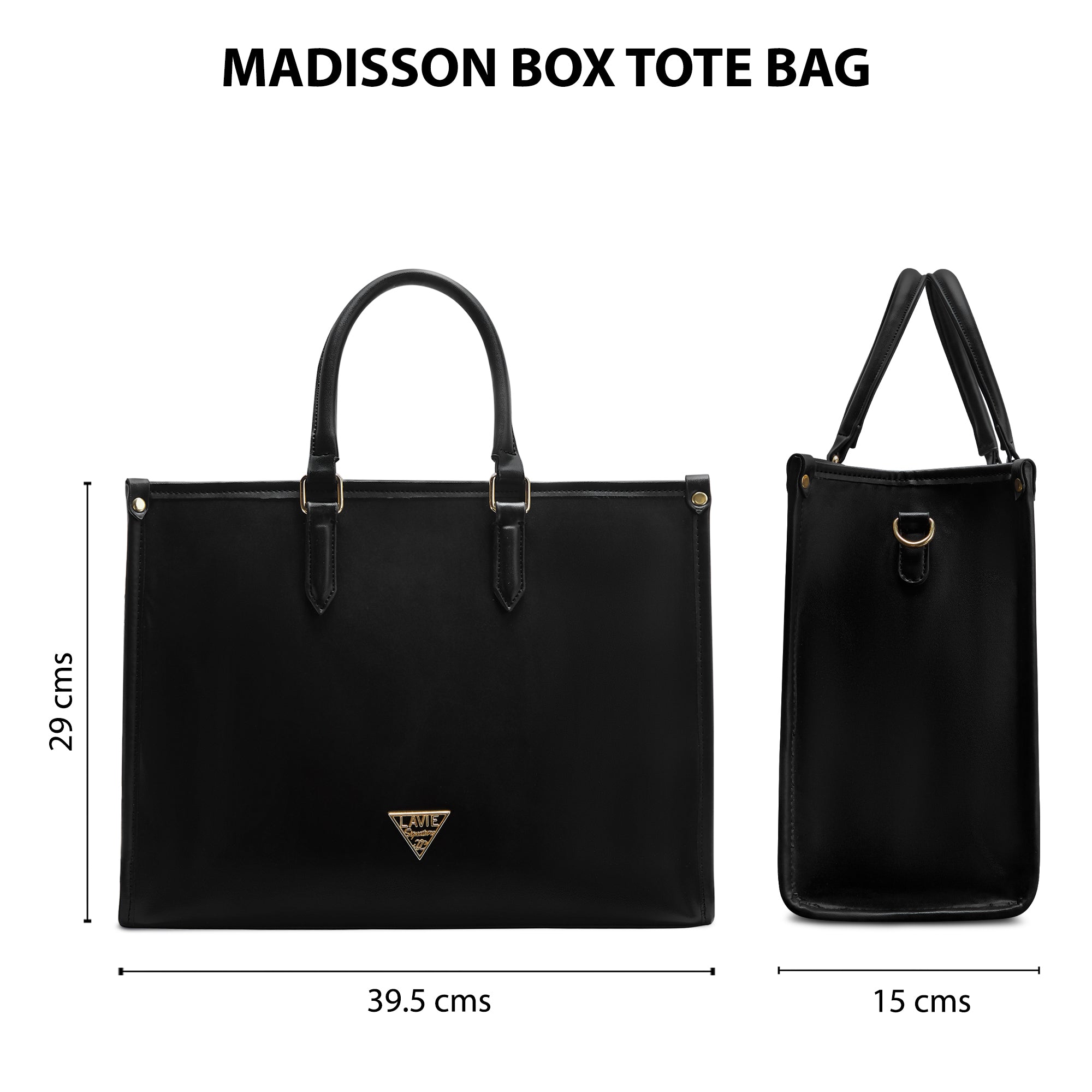 Lavie Signature Madisson Large Black Womens Box Tote