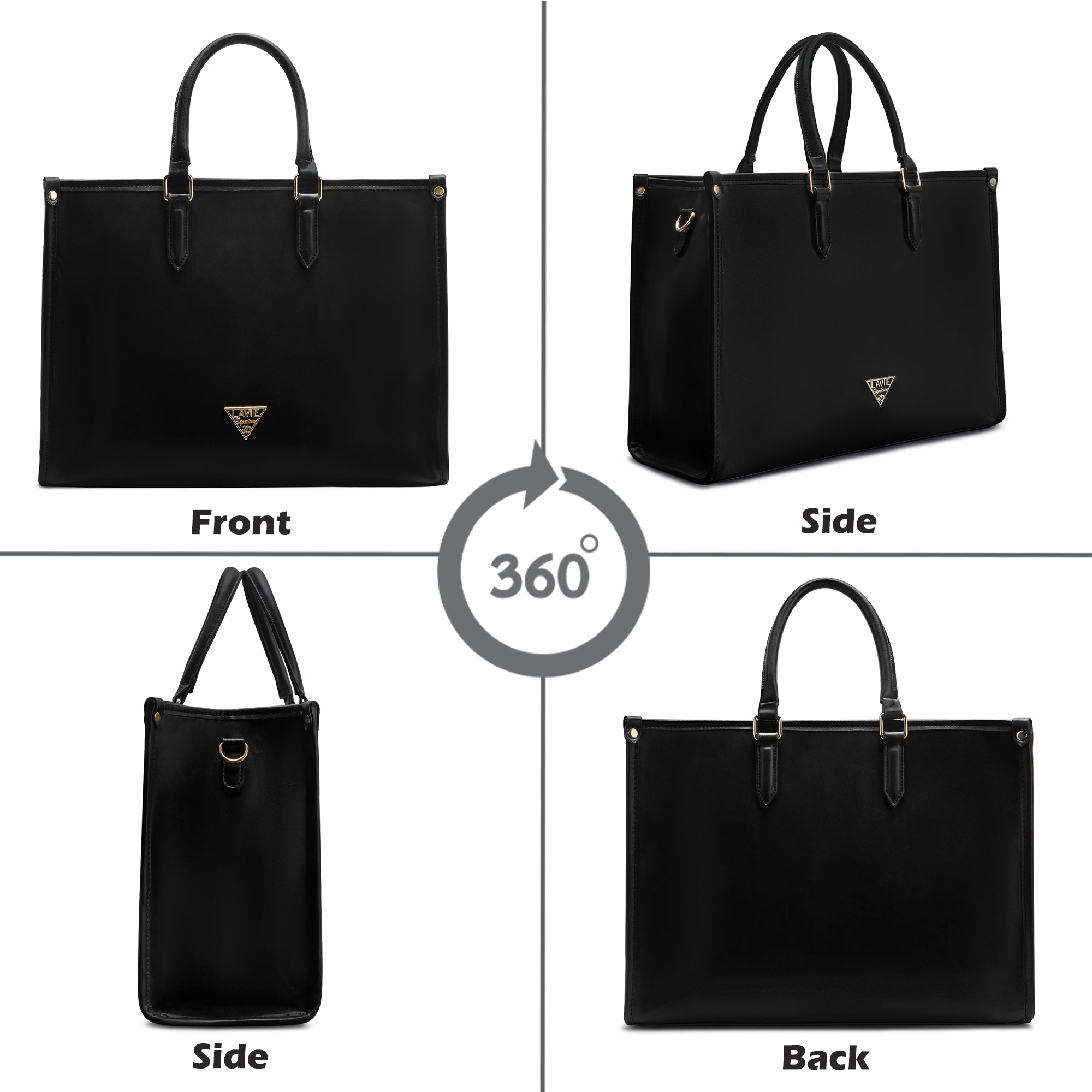 Lavie Signature Madisson Large Black Womens Box Tote