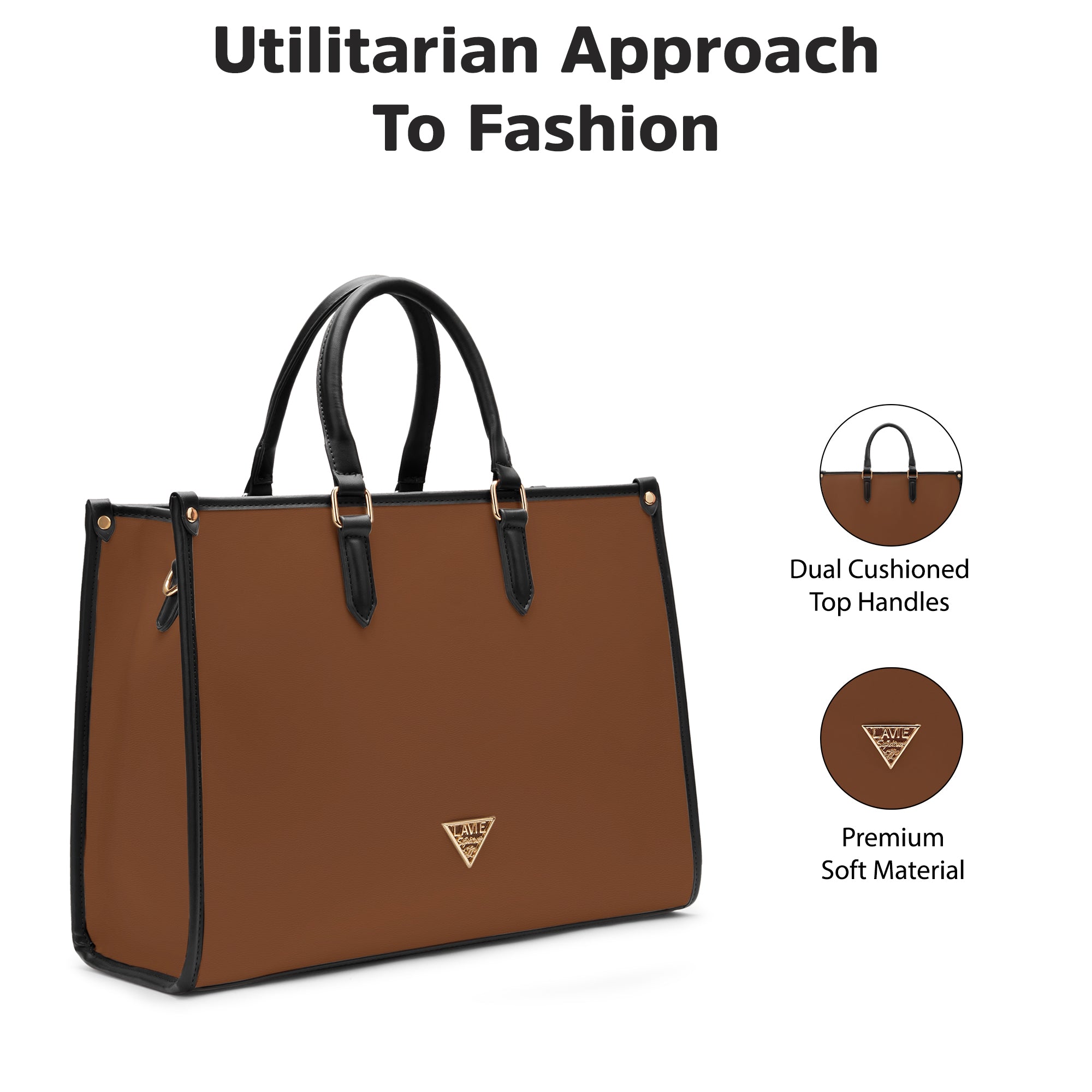Lavie Signature Madisson Large Dark Tan Women's Box Tote