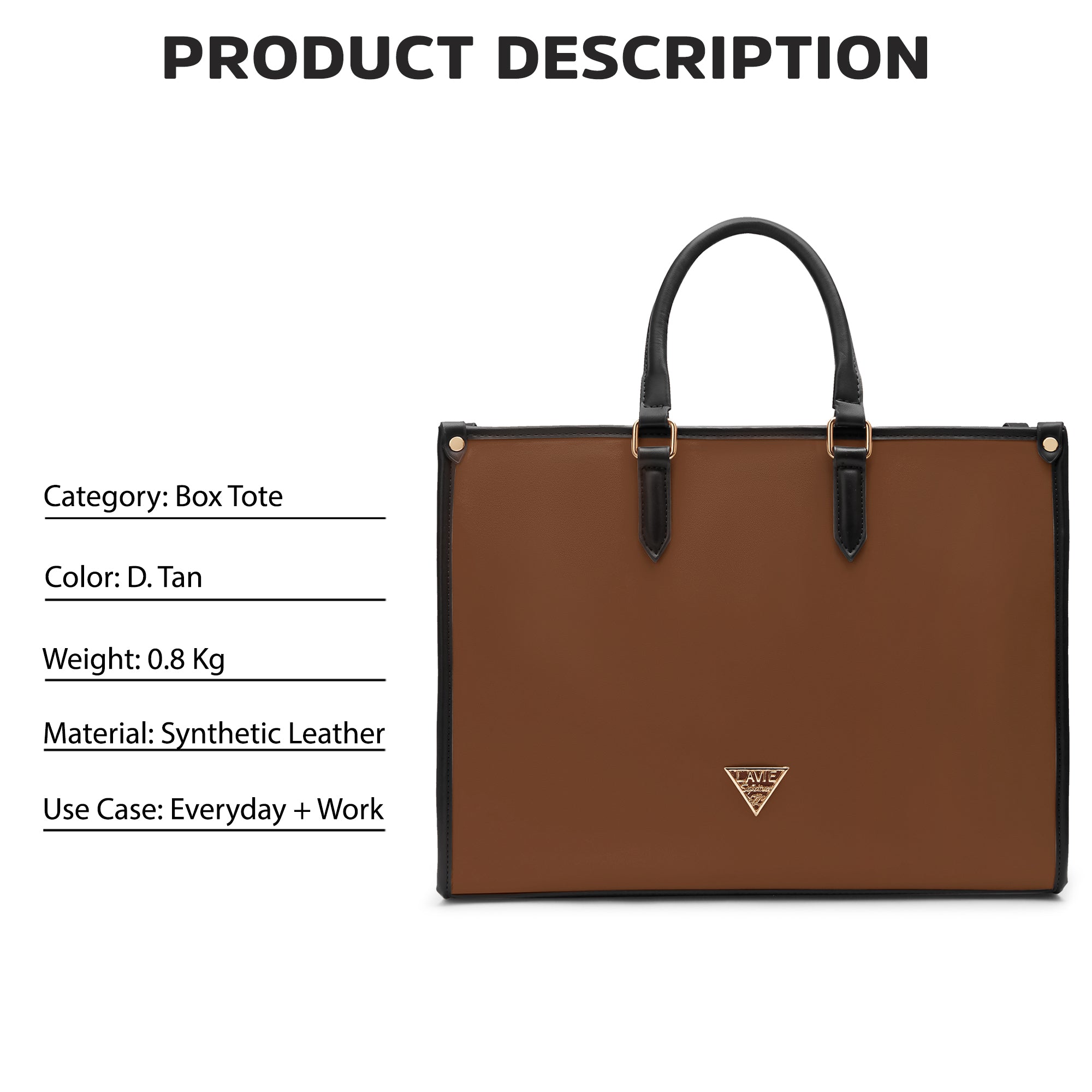 Lavie Signature Madisson Large Dark Tan Women's Box Tote