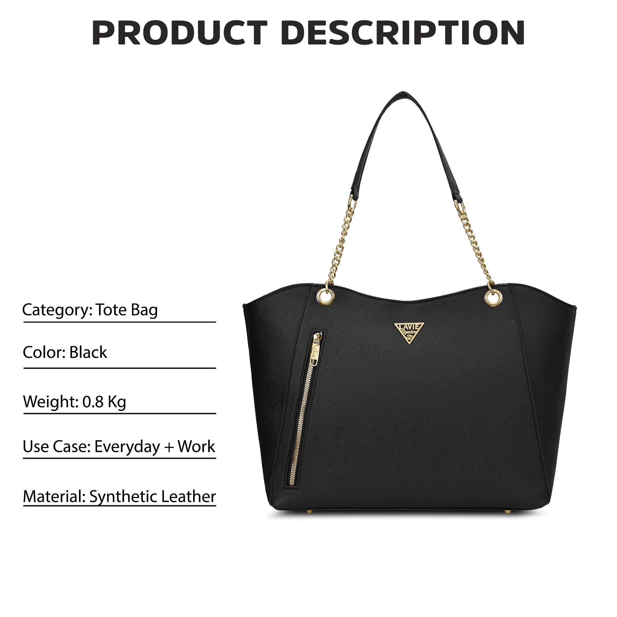 Lavie Signature Houston Large Black Womens Tote