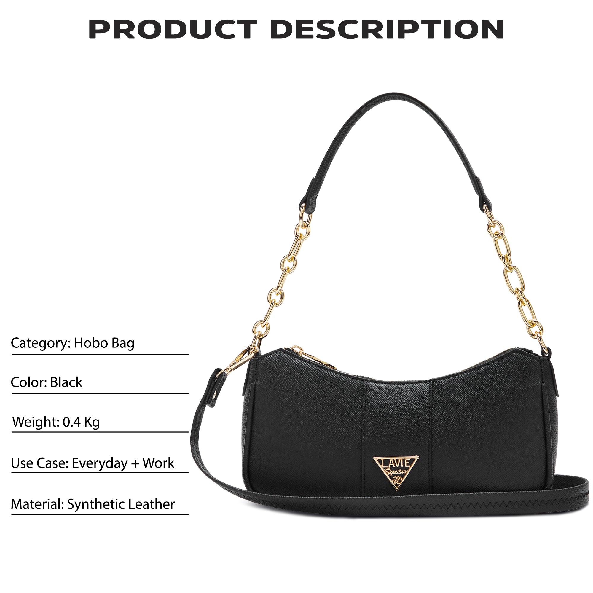 Lavie Signature Kansas Small Black Womens Hobo