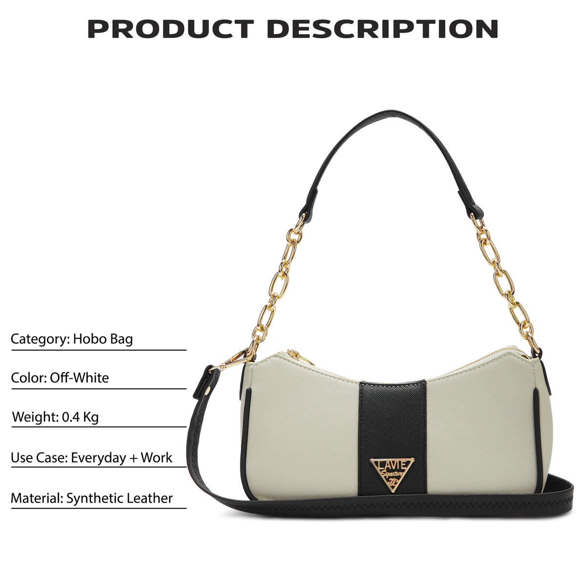 Lavie Signature Kansas Small Off White Womens Hobo
