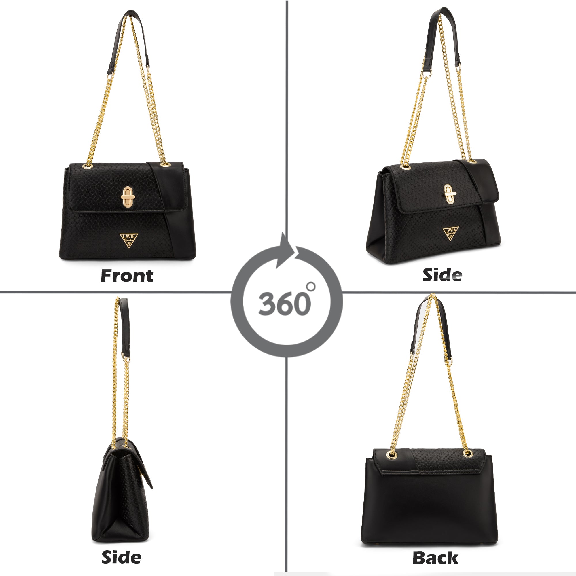 Lavie Signature Orlando Small Black Womens Flap Satchel