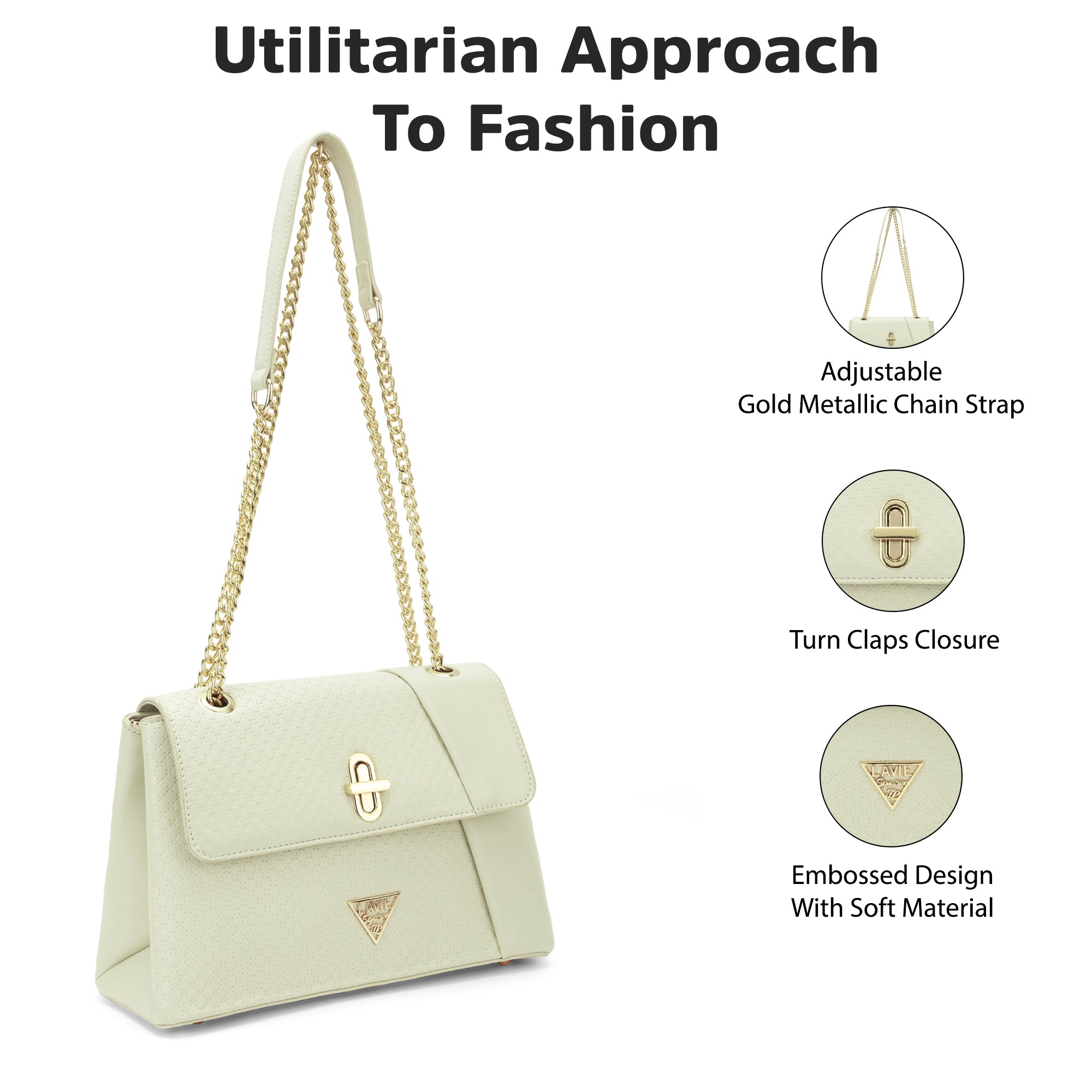 Lavie Signature Orlando Small Off White Womens Flap Satchel