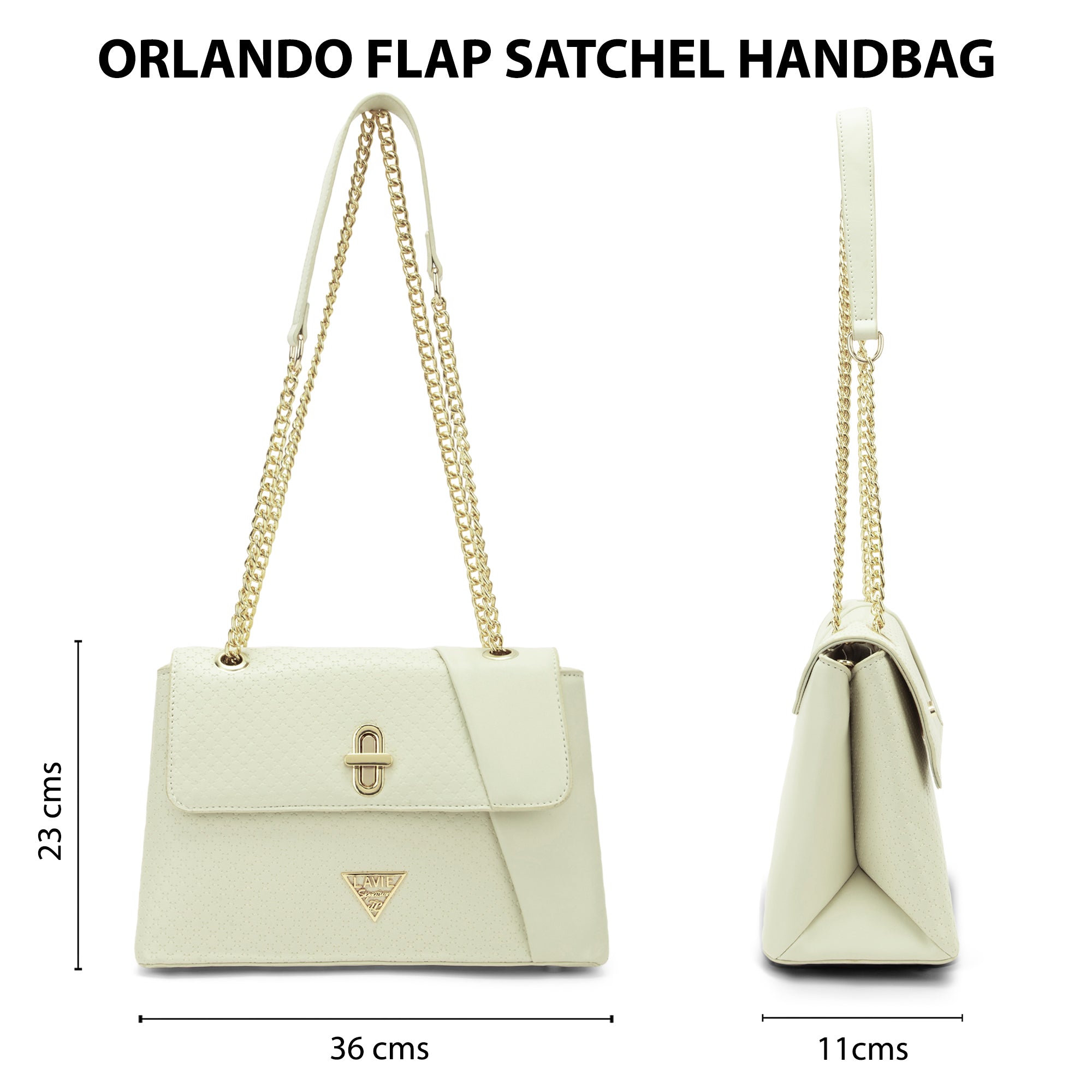 Lavie Signature Orlando Small Off White Womens Flap Satchel