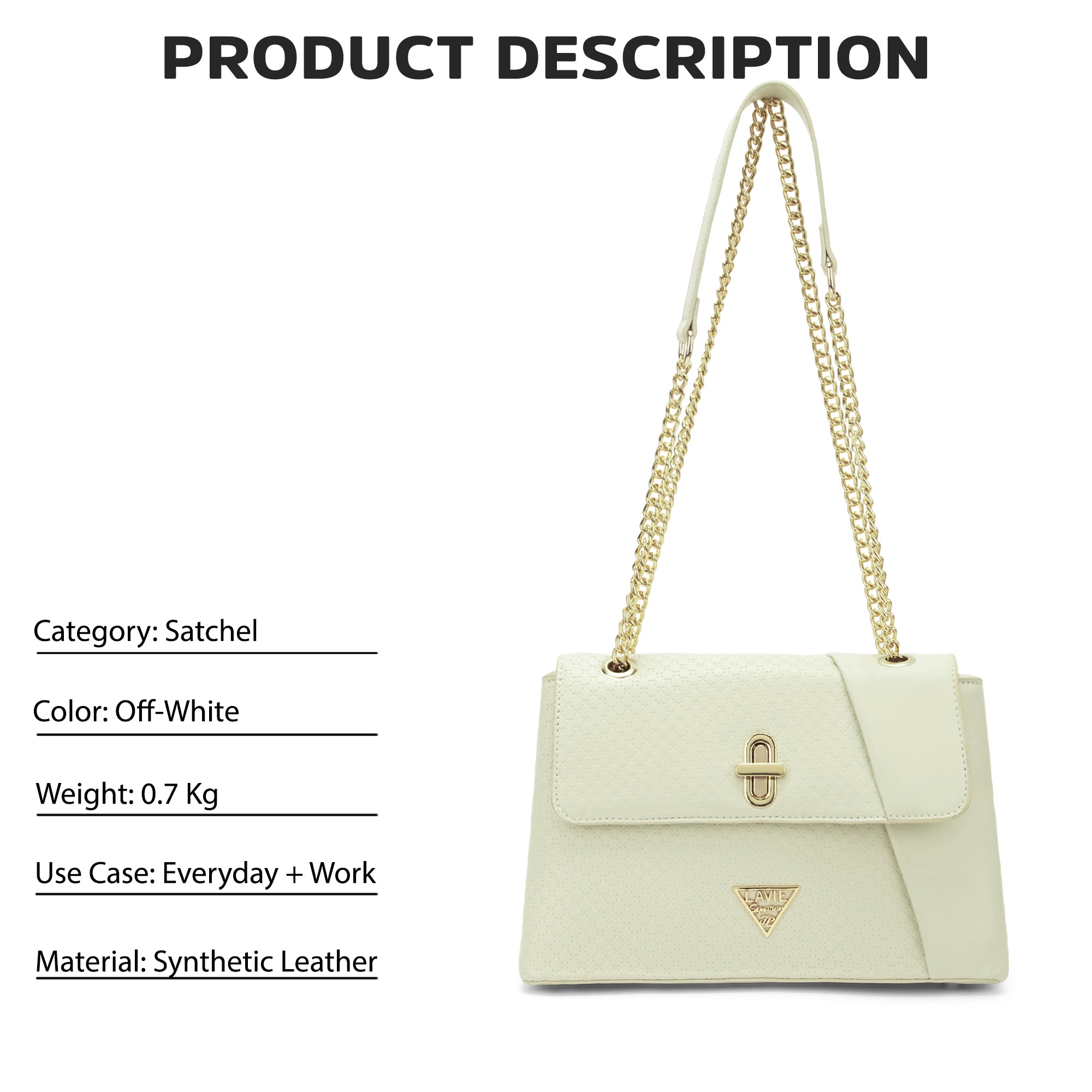 Lavie Signature Orlando Small Off White Womens Flap Satchel