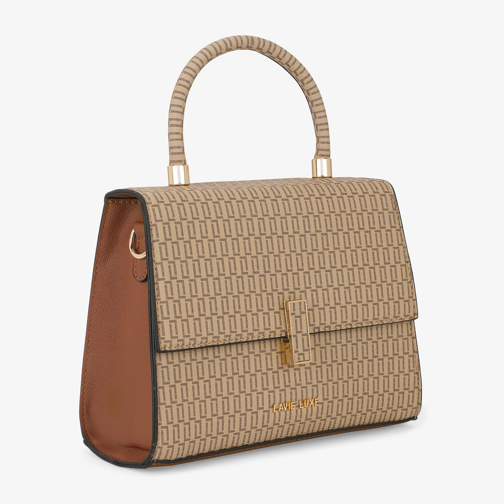 Lavie Luxe Monogram Ipsy24 Taupe Medium Women's Satchel
