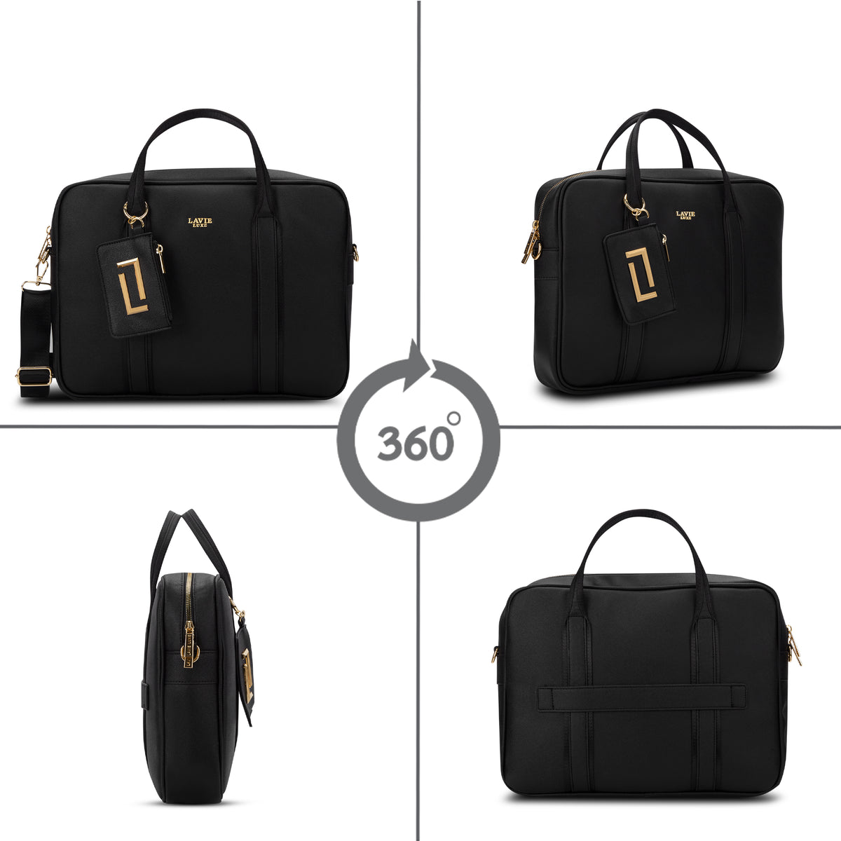 Delicaff 1 Compartment Large Black Laptop Handbag