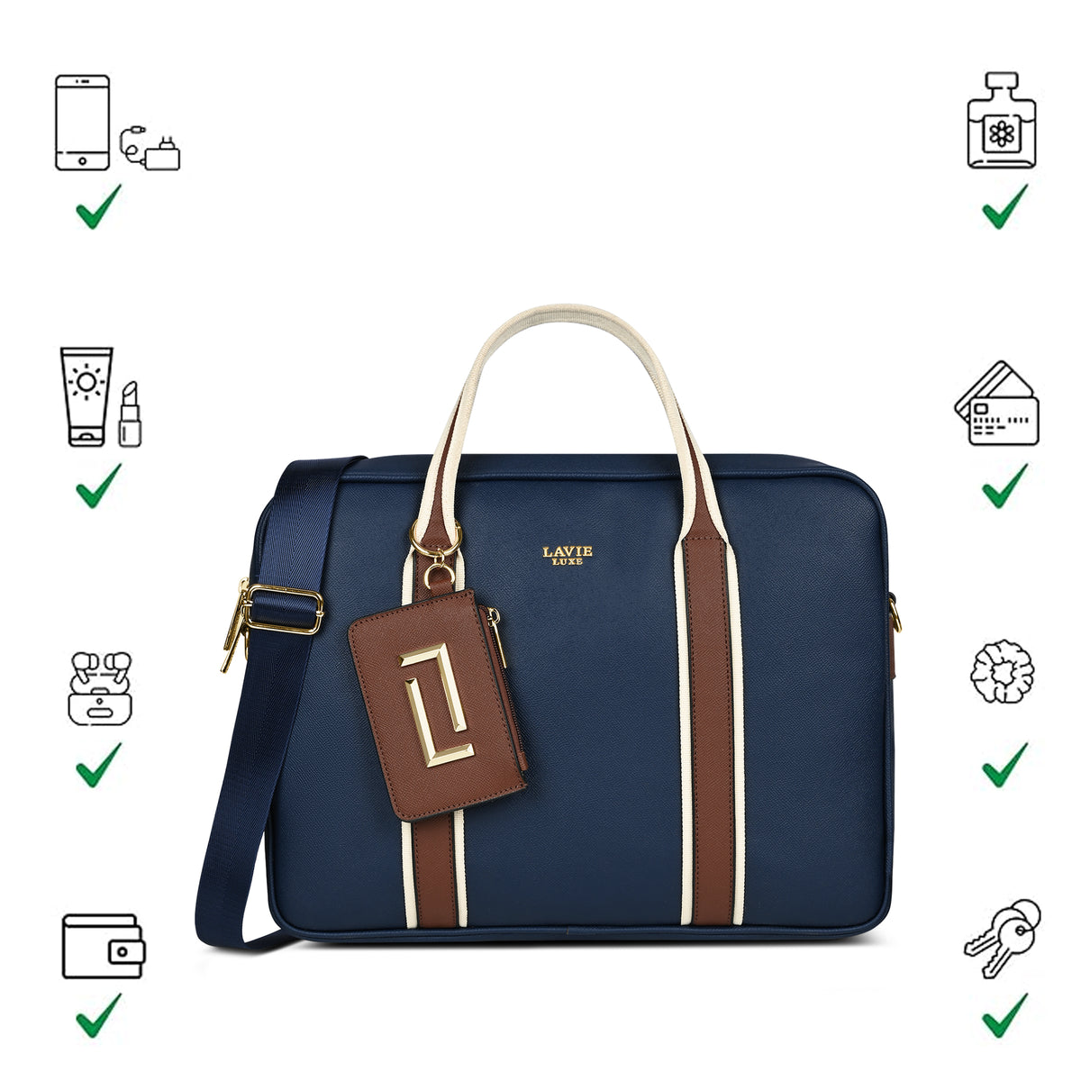 Delicaff 1 Compartment Large Navy Laptop Handbag