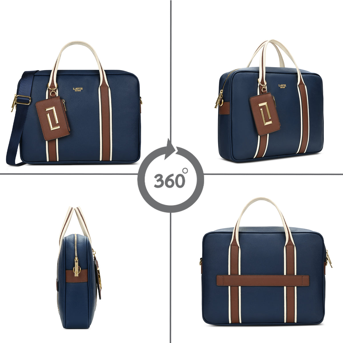 Delicaff 1 Compartment Large Navy Laptop Handbag