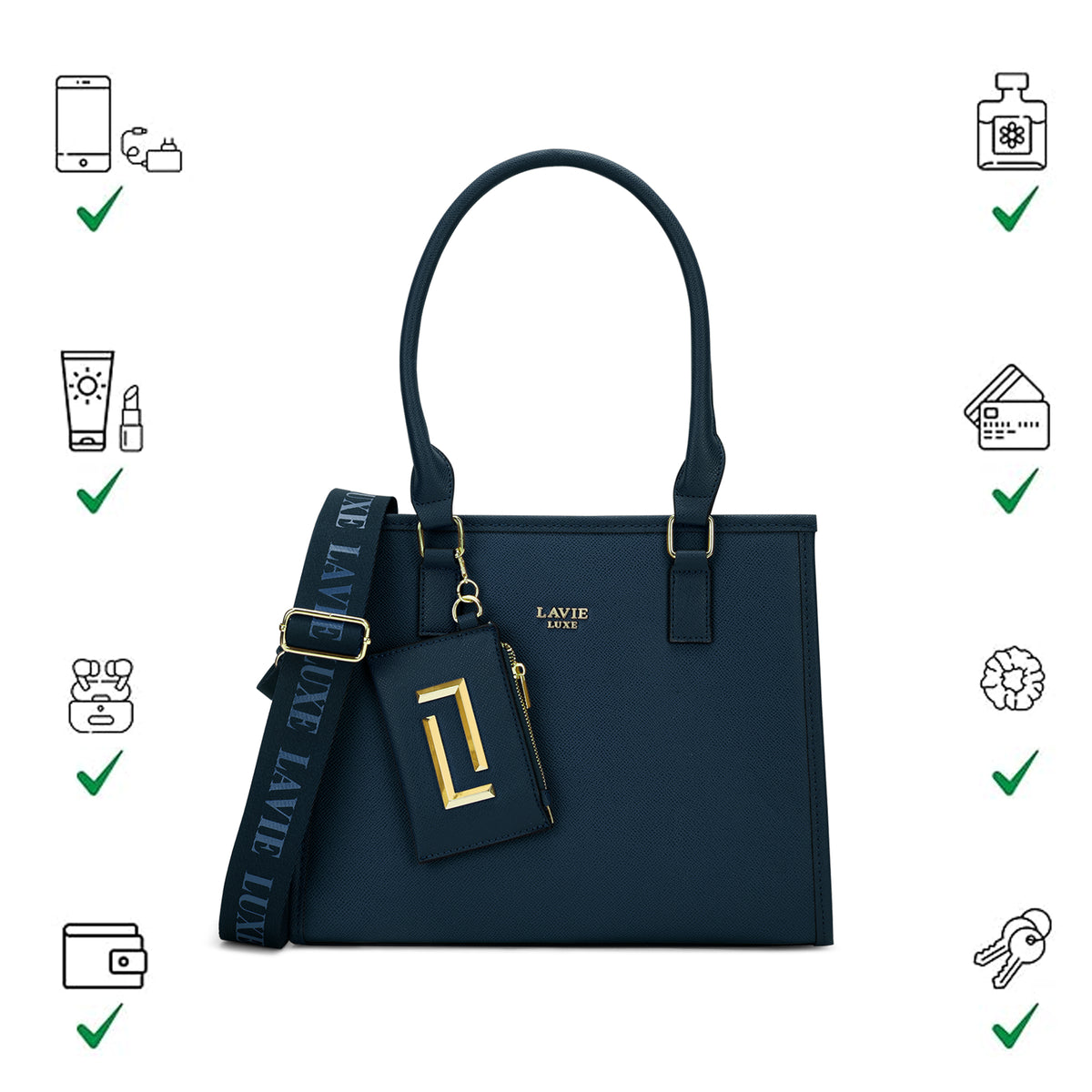 Duo Quad Medium Navy Handbag