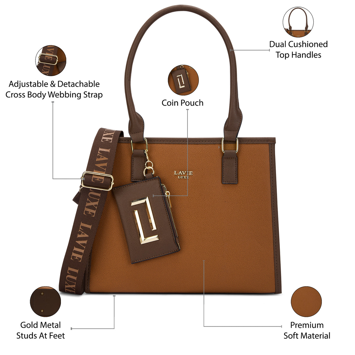 Duo Quad Medium Tan Handbag