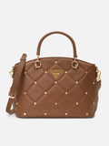 Stud Lima Small Tan Satchel Bag