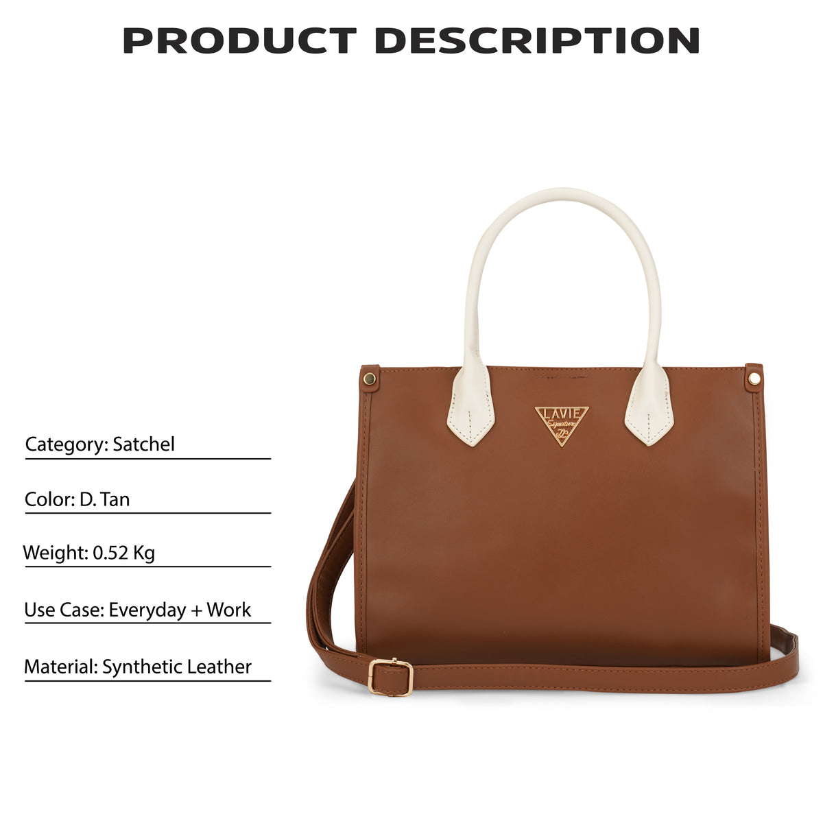 Lancaster 3 Compartment Small Dark Tan Satchel Bag