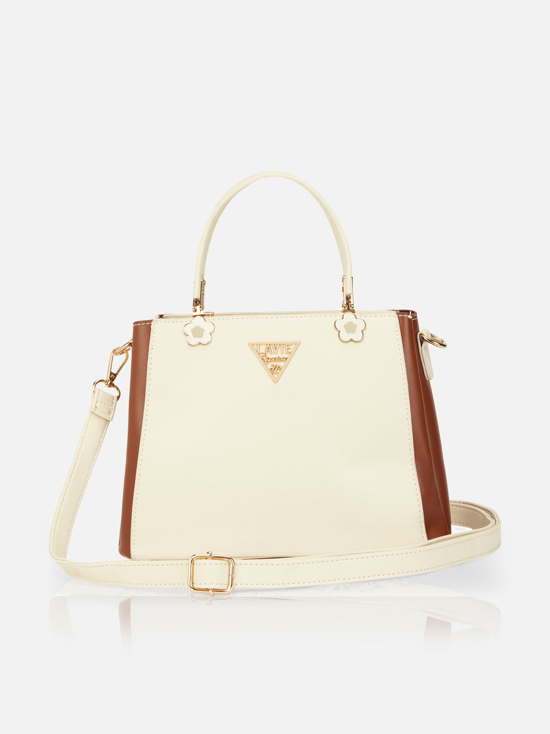 Trinidad 3 Compartment Box Medium Off White Satchel Bag