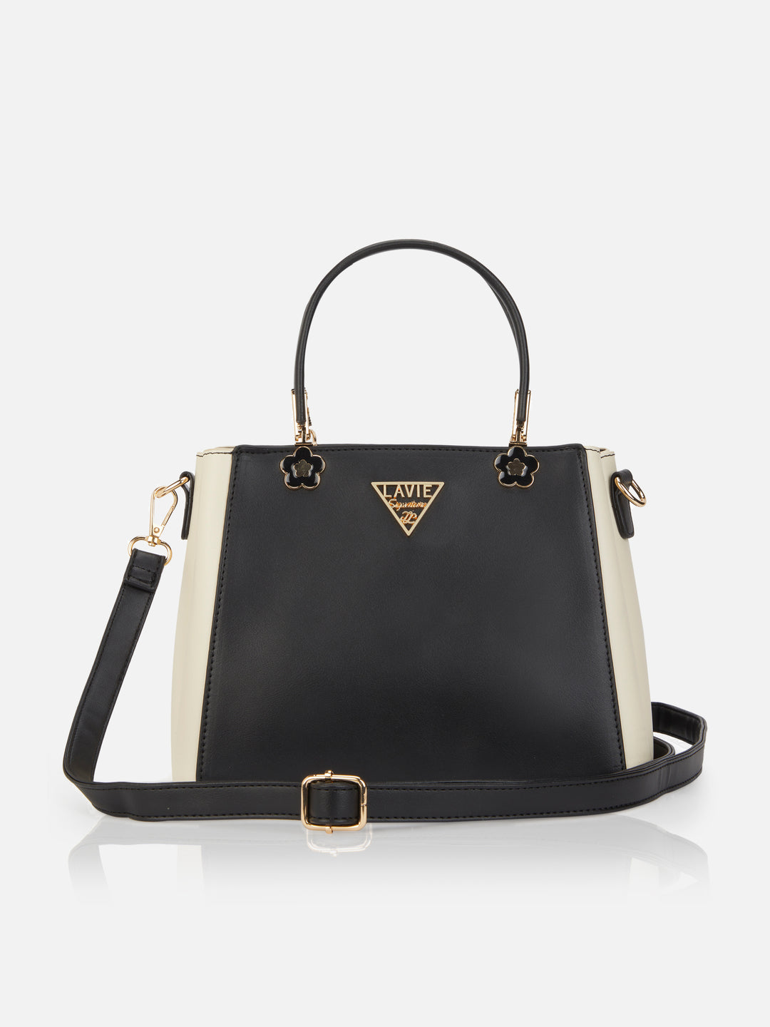 Trinidad 3 Compartment Box Medium Black Satchel Bag