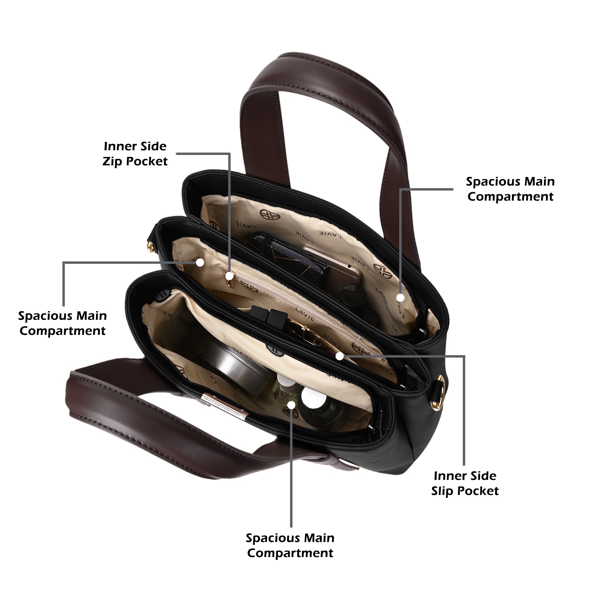 Nashville 3 Compartments Medium Satchel Bag