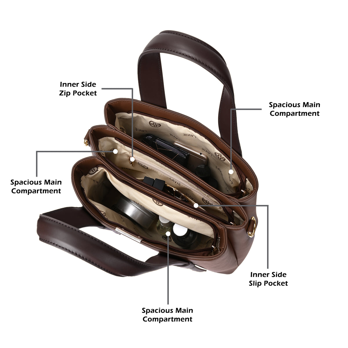 Nashville 3 Compartments Medium Satchel Bag
