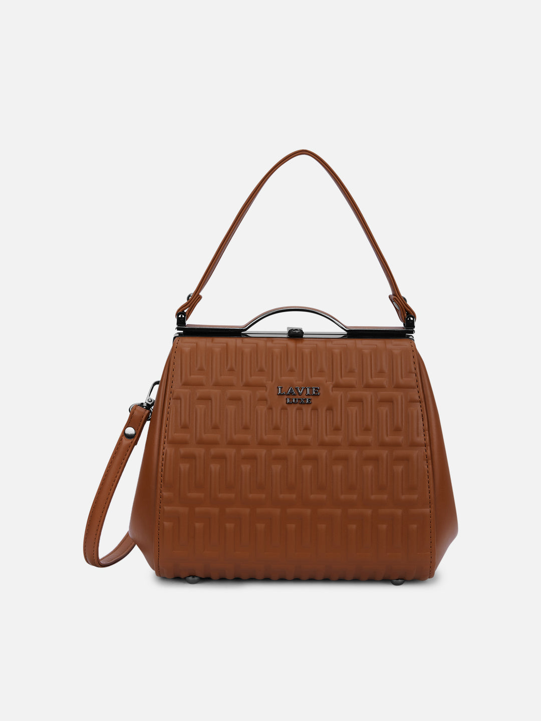 Fluffel Frame Small Tan Handbag