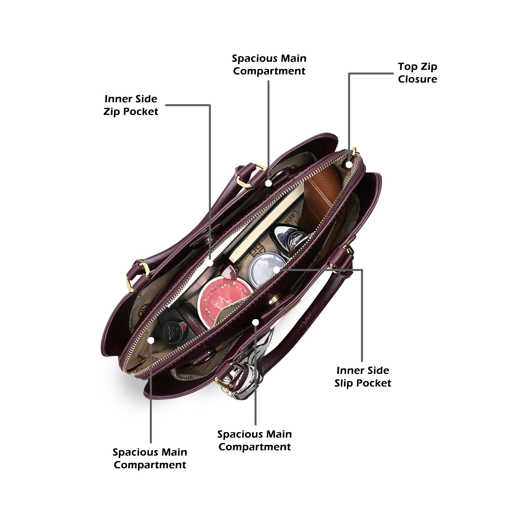 Omaha 3 Compartments Large Satchel Bag
