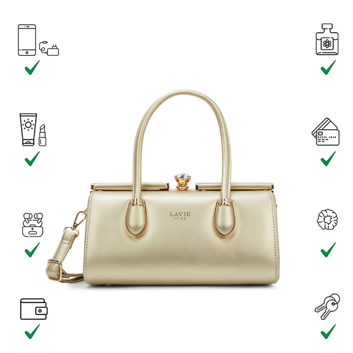 Dazzle Medium Gold Handbag