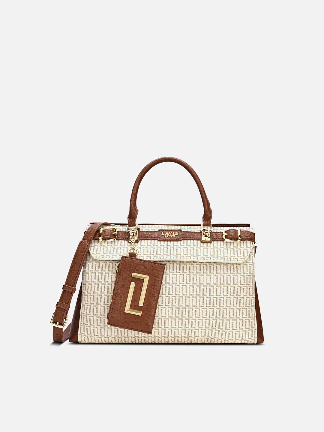 Monogram Cindy Horizontal Medium Satchel Bag White