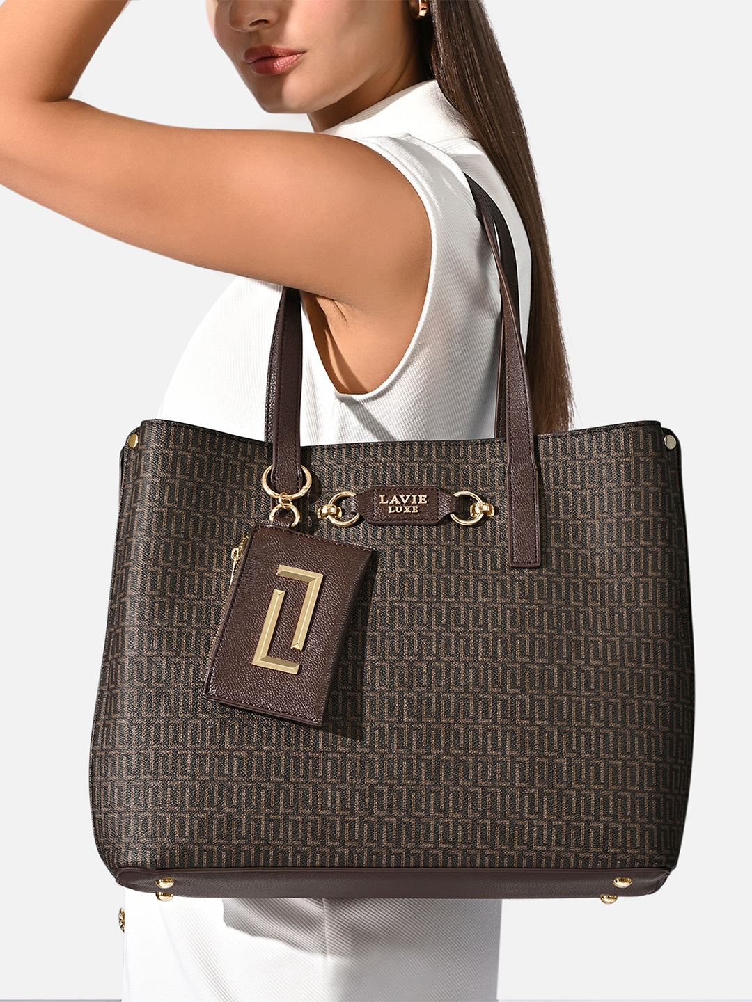 Monogram Chloe 3 Compartment Large Tote Bag Choco