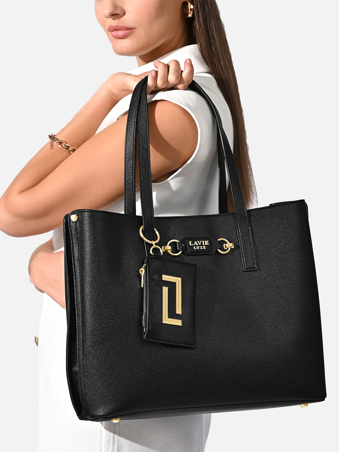 Duo Chloe 3 Compartment Large Tote Bag Black