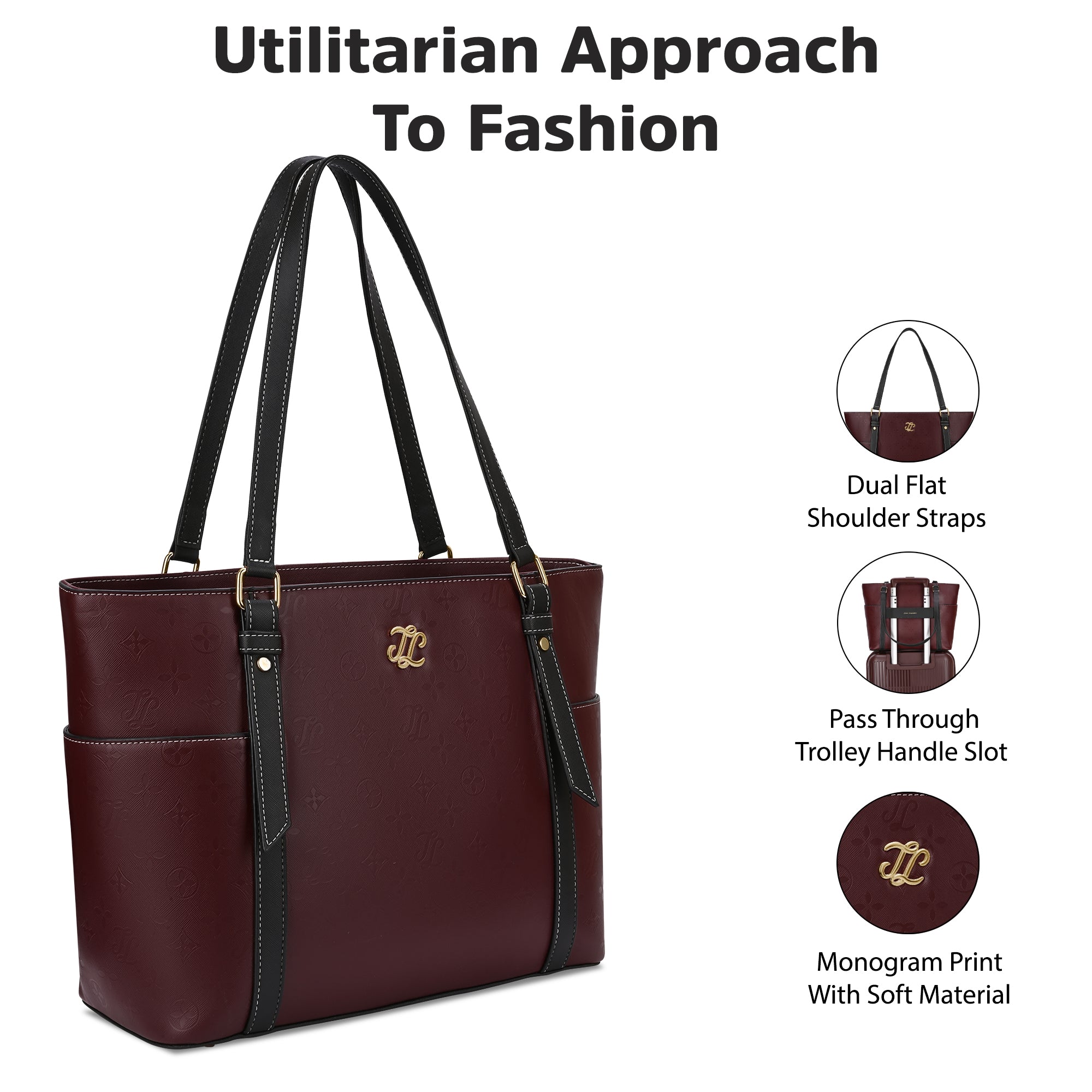 Harisburg Colourblock Tote Bag Maroon