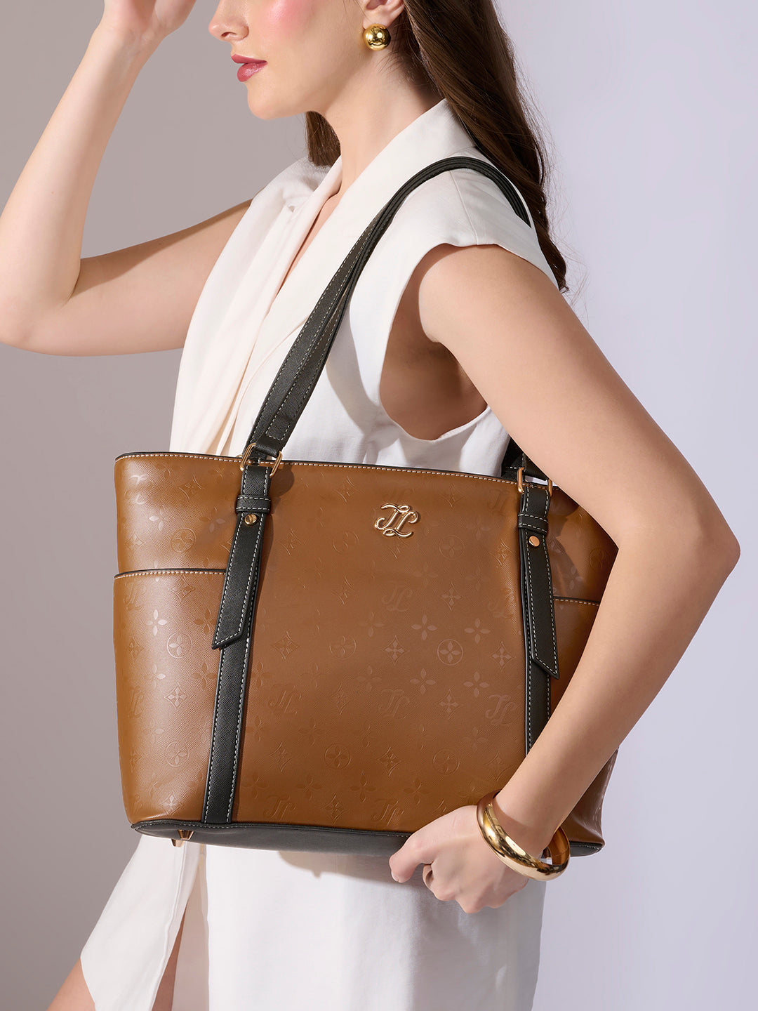 Harisburg Colourblock Tote Bag Tan