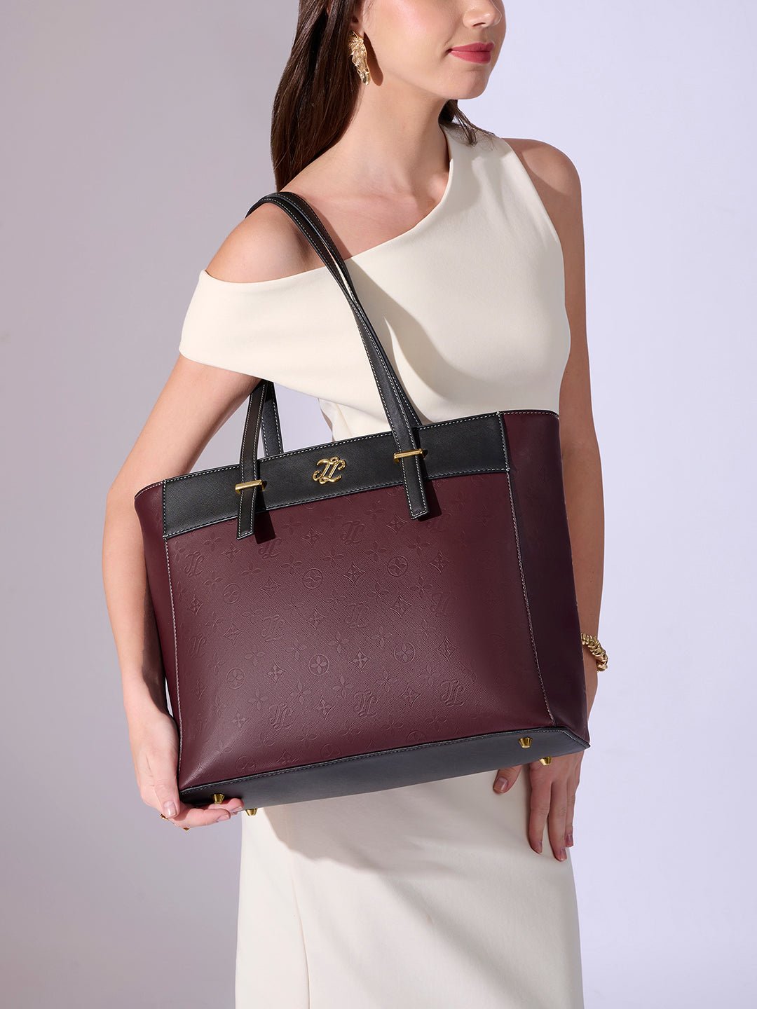 Maryland Colourblock Tote Bag Maroon