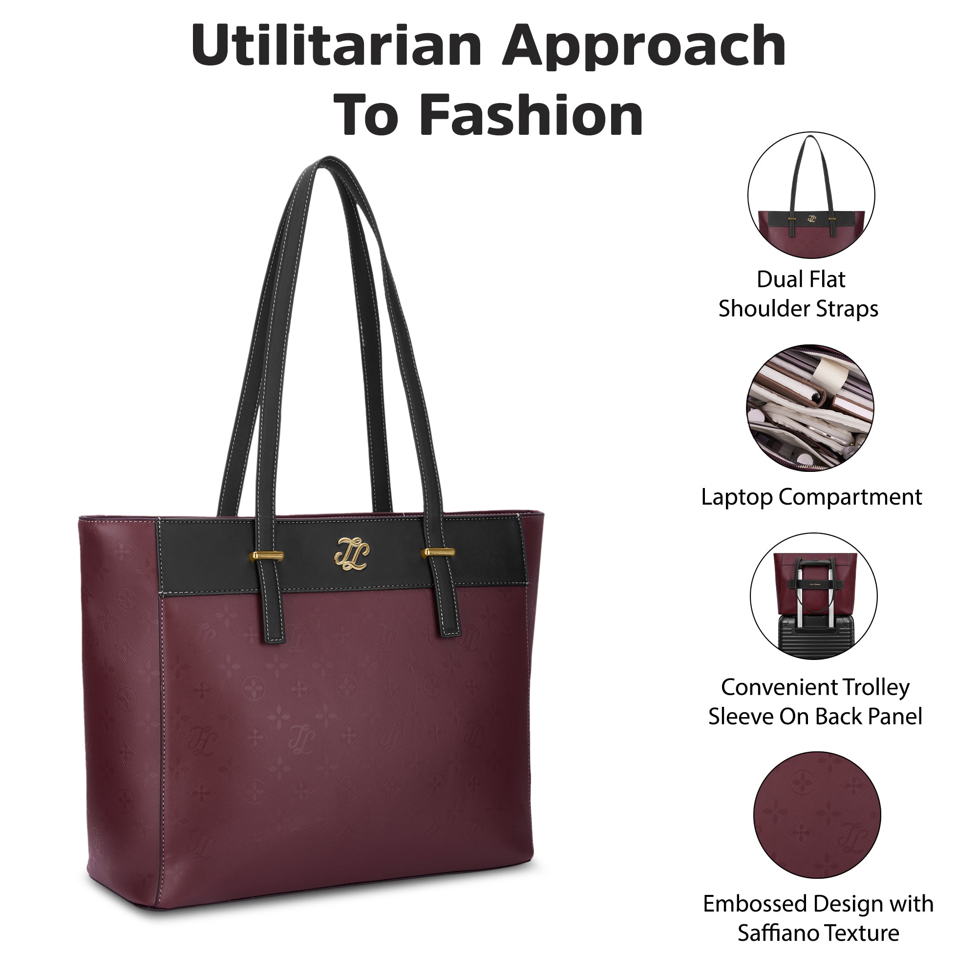 Maryland Colourblock Tote Bag Maroon