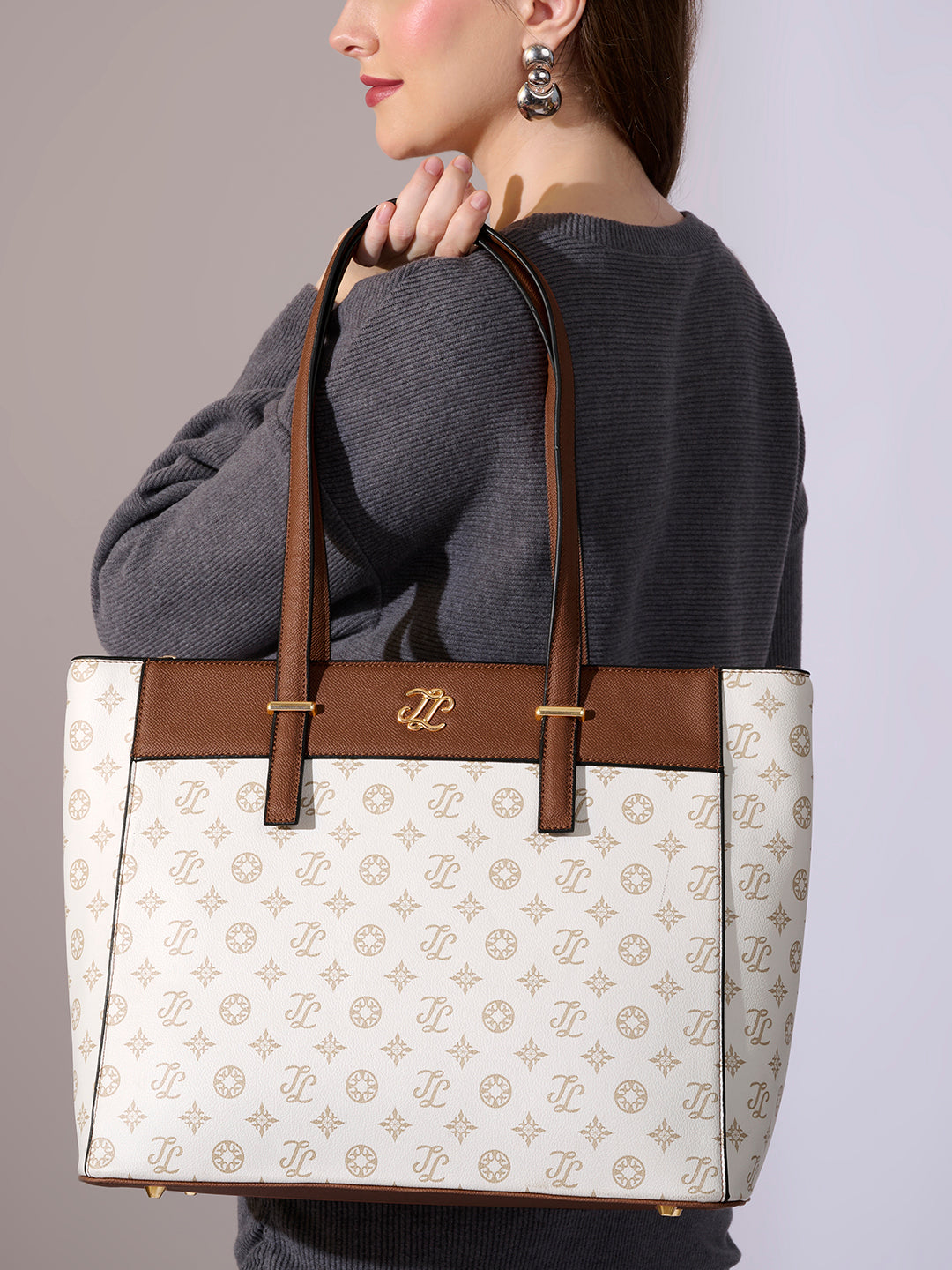 Maryland Monogram Tote Bag Beige
