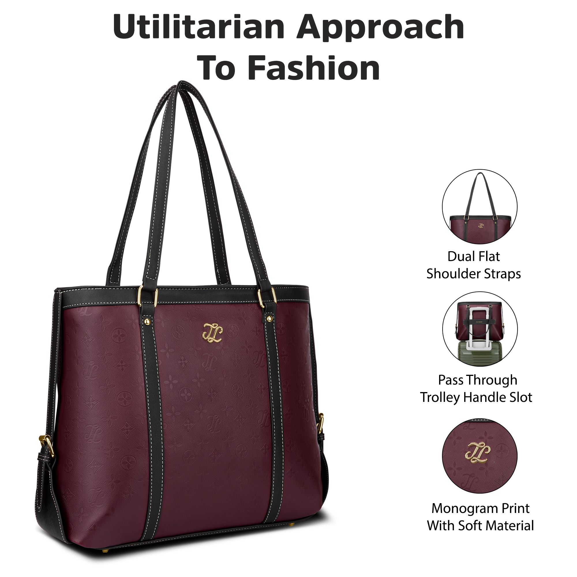Sandiego Colourblock Tote Bag Maroon