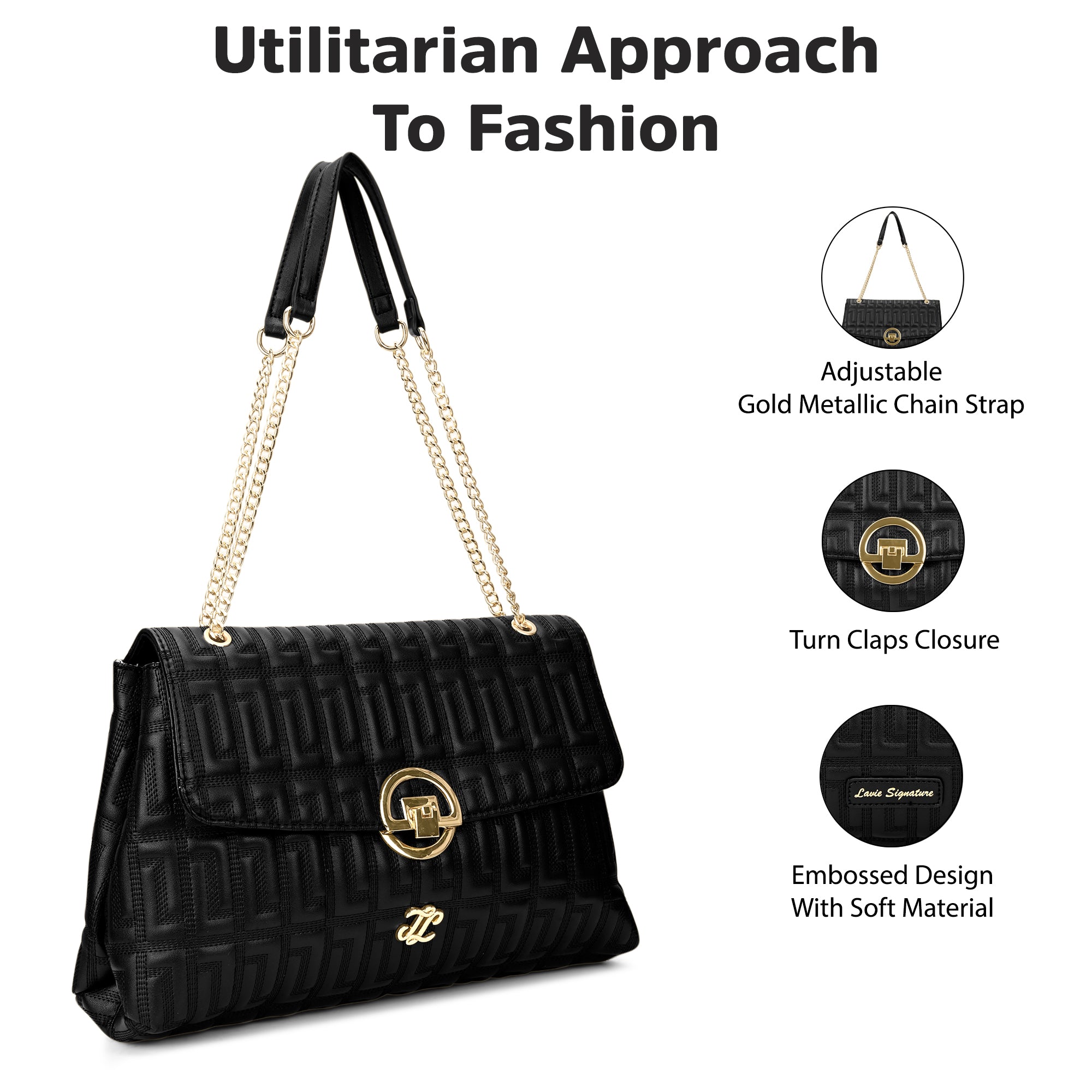 Quilt Bighorn Satchel Bag 'S Ladies Handbag Black