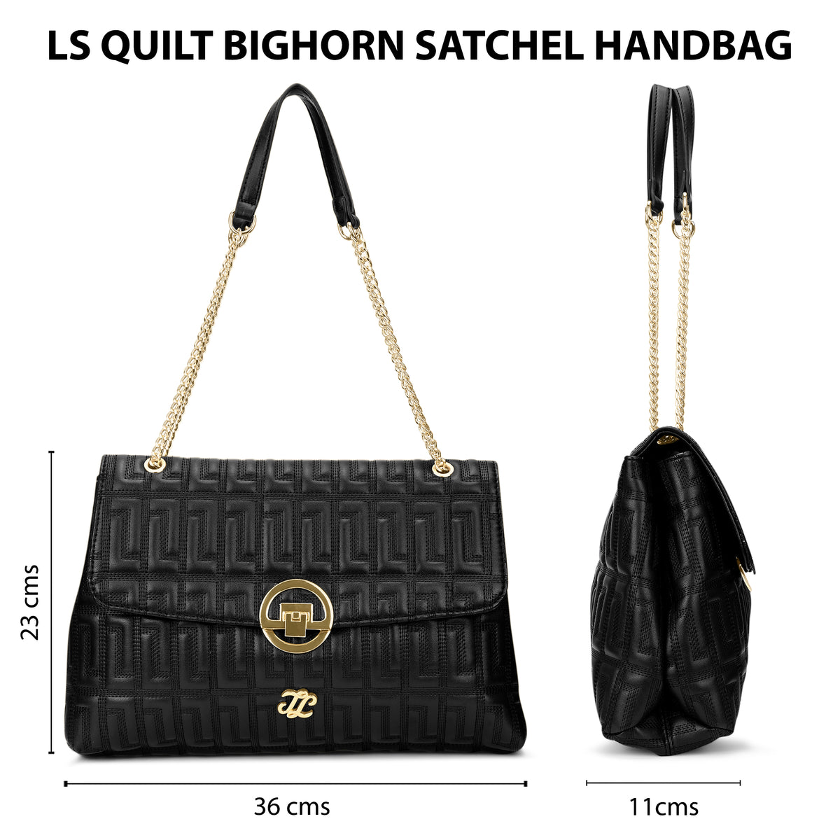 Quilt Bighorn Satchel Bag 'S Ladies Handbag Black