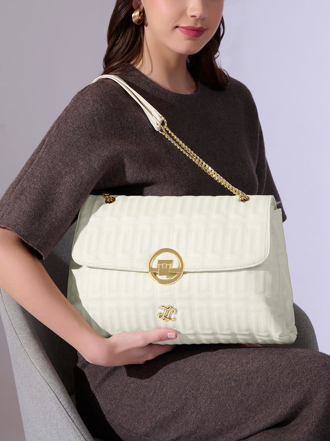 Quilt Bighorn Satchel Bag 'S Ladies Handbag Off White