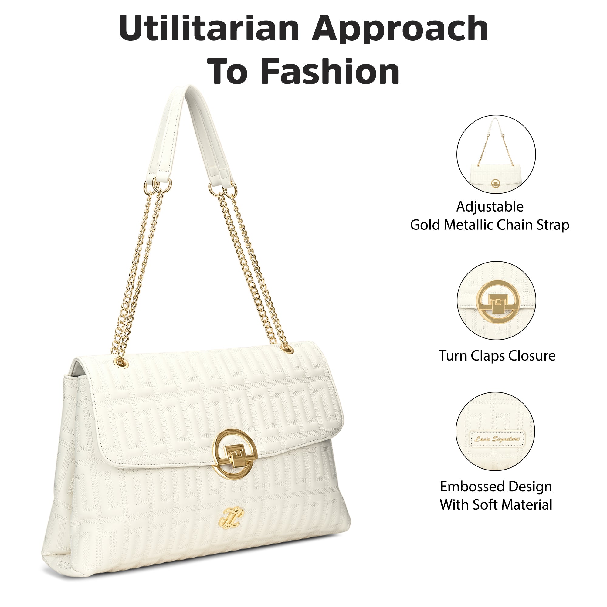 Quilt Bighorn Satchel Bag 'S Ladies Handbag Off White