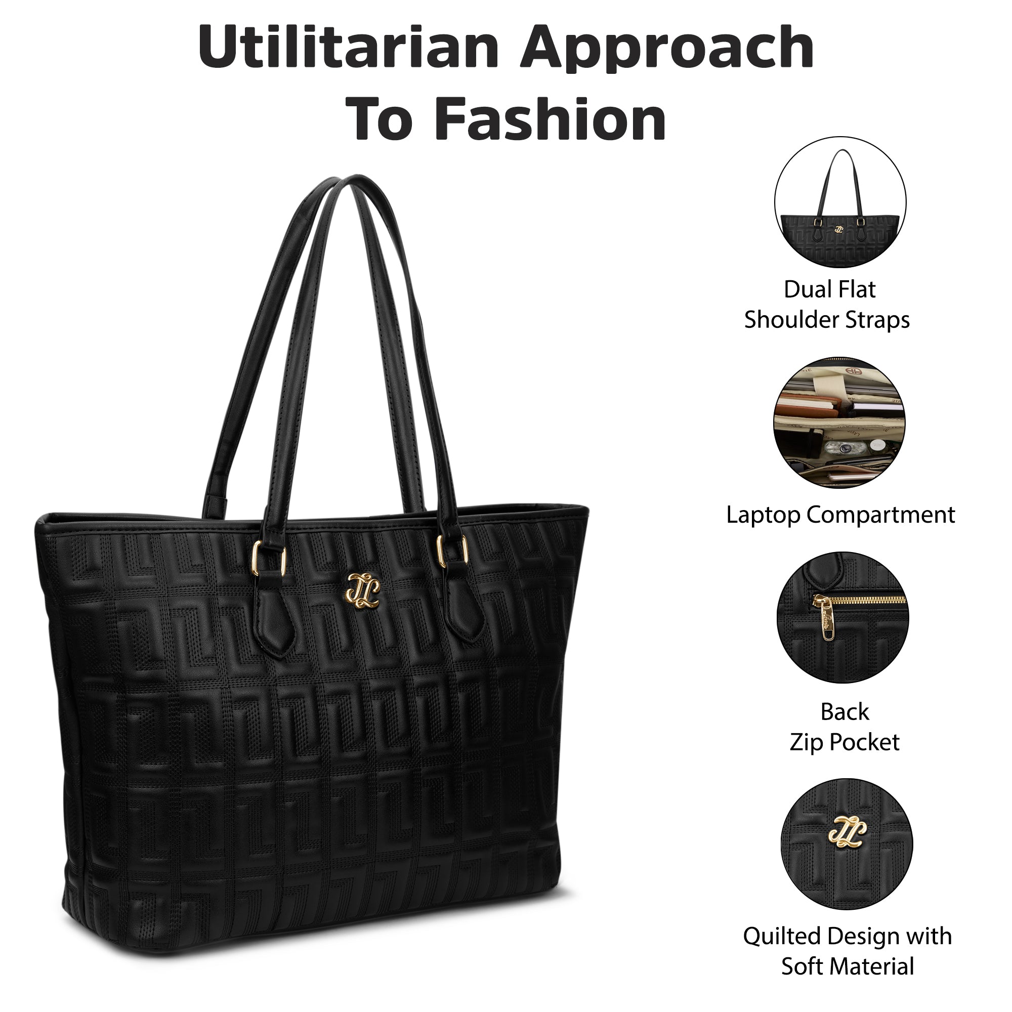 Quilt Rota Extra Large Pro 'S Ladies Handbag Black