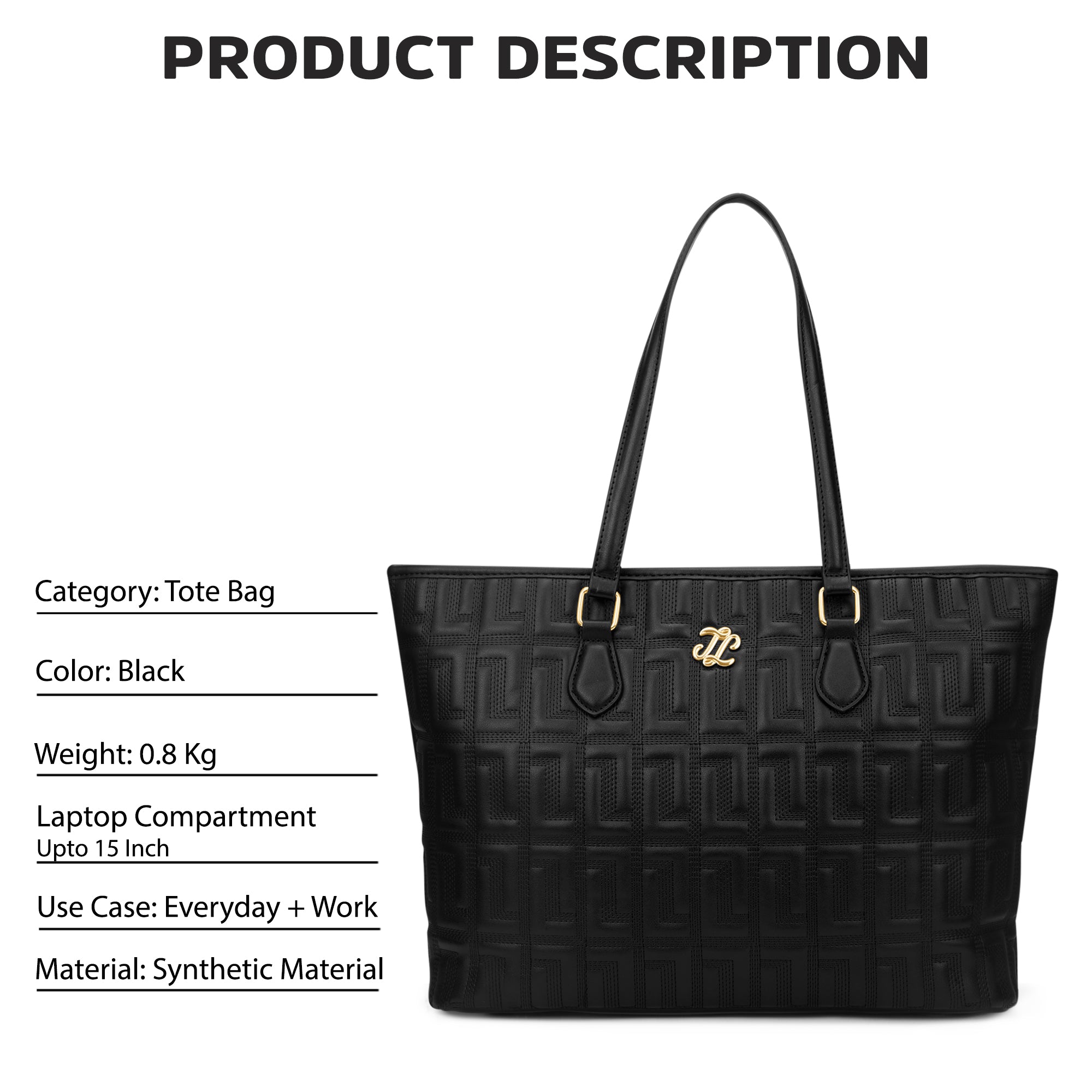 Quilt Rota Extra Large Pro 'S Ladies Handbag Black