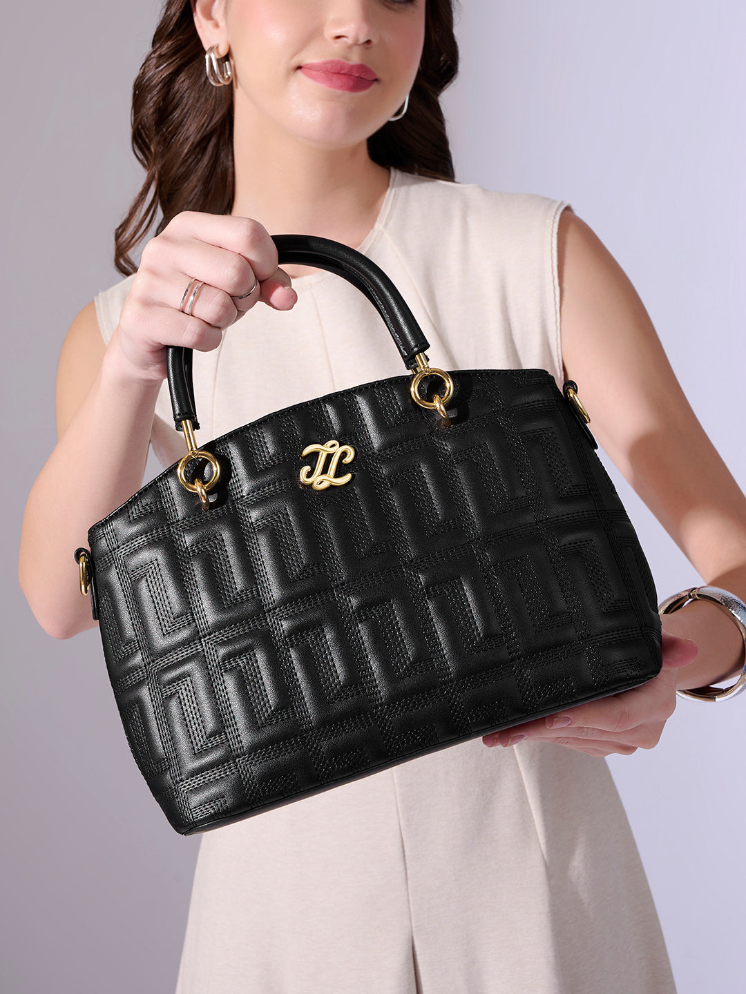 Quilt Tinian Satchel Bag 'S Ladies Handbag Black