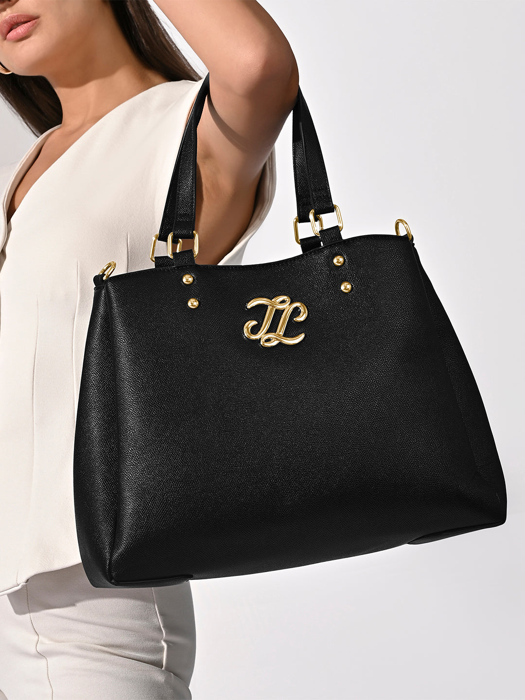 Albany 3 Compartment Medium Satchel Bag Black