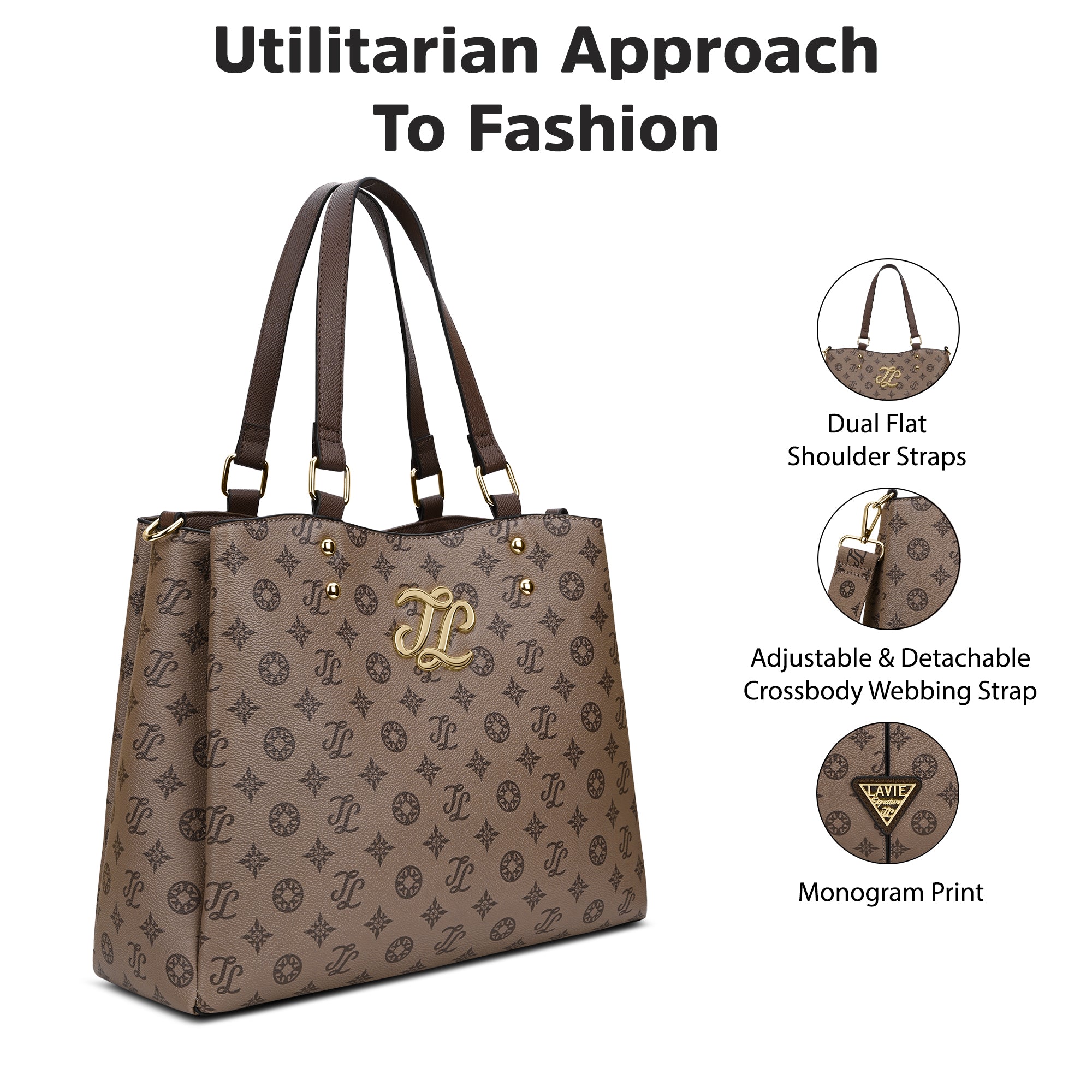 Albany 3 Comparment Medium Satchel Bag Coffee