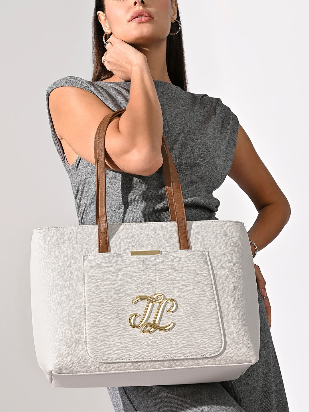 Colourblock Avon Large Tote Bag Off White