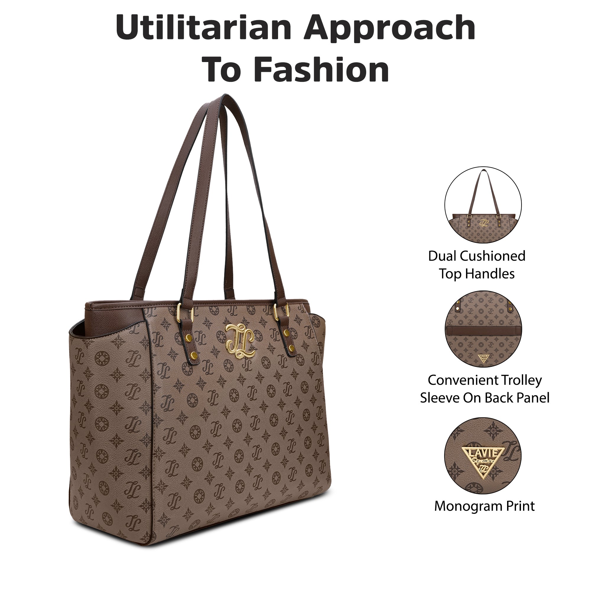 Mono Carmel Large Tote Bag Coffee