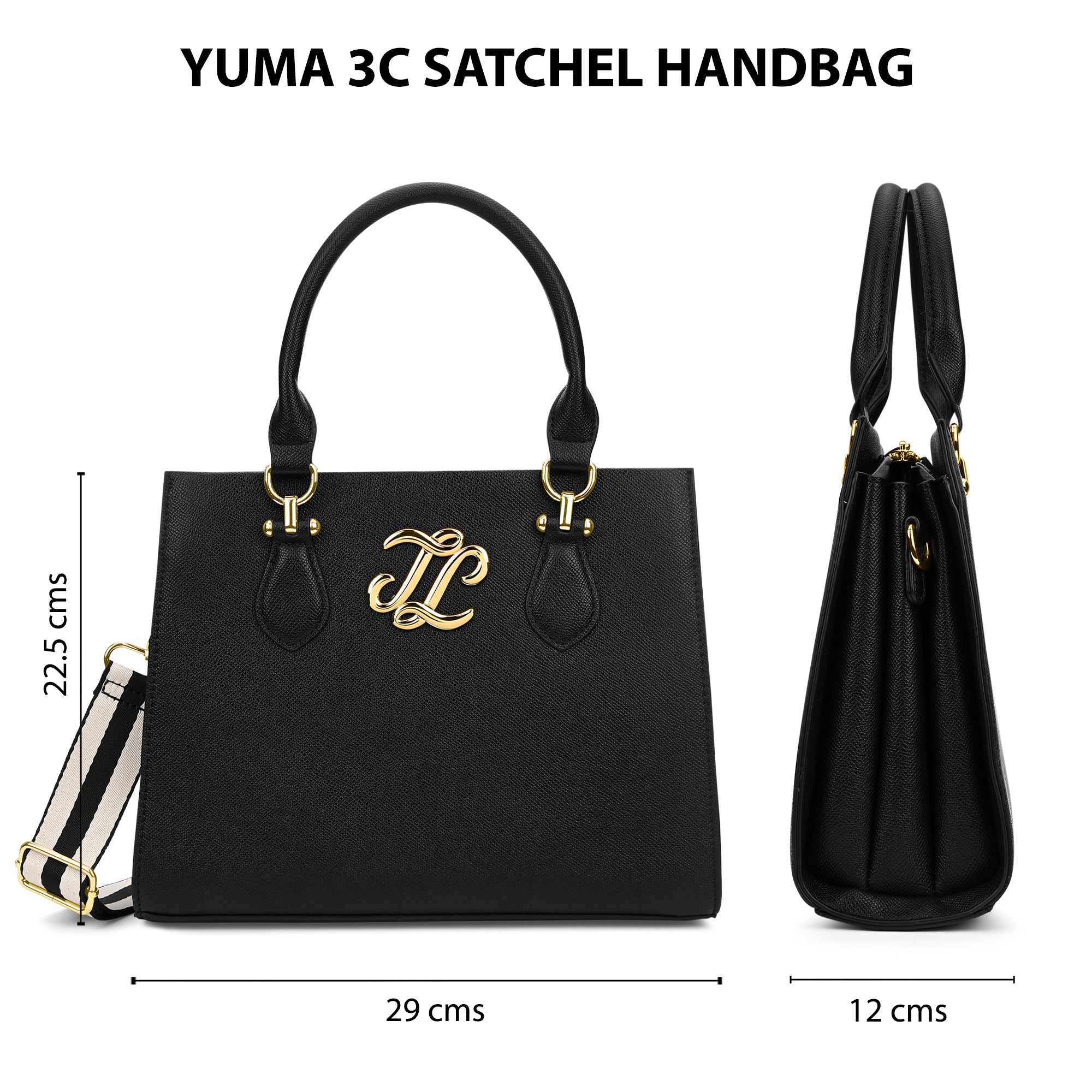 Yuma 3 Compartment Medium Sling Bag Black
