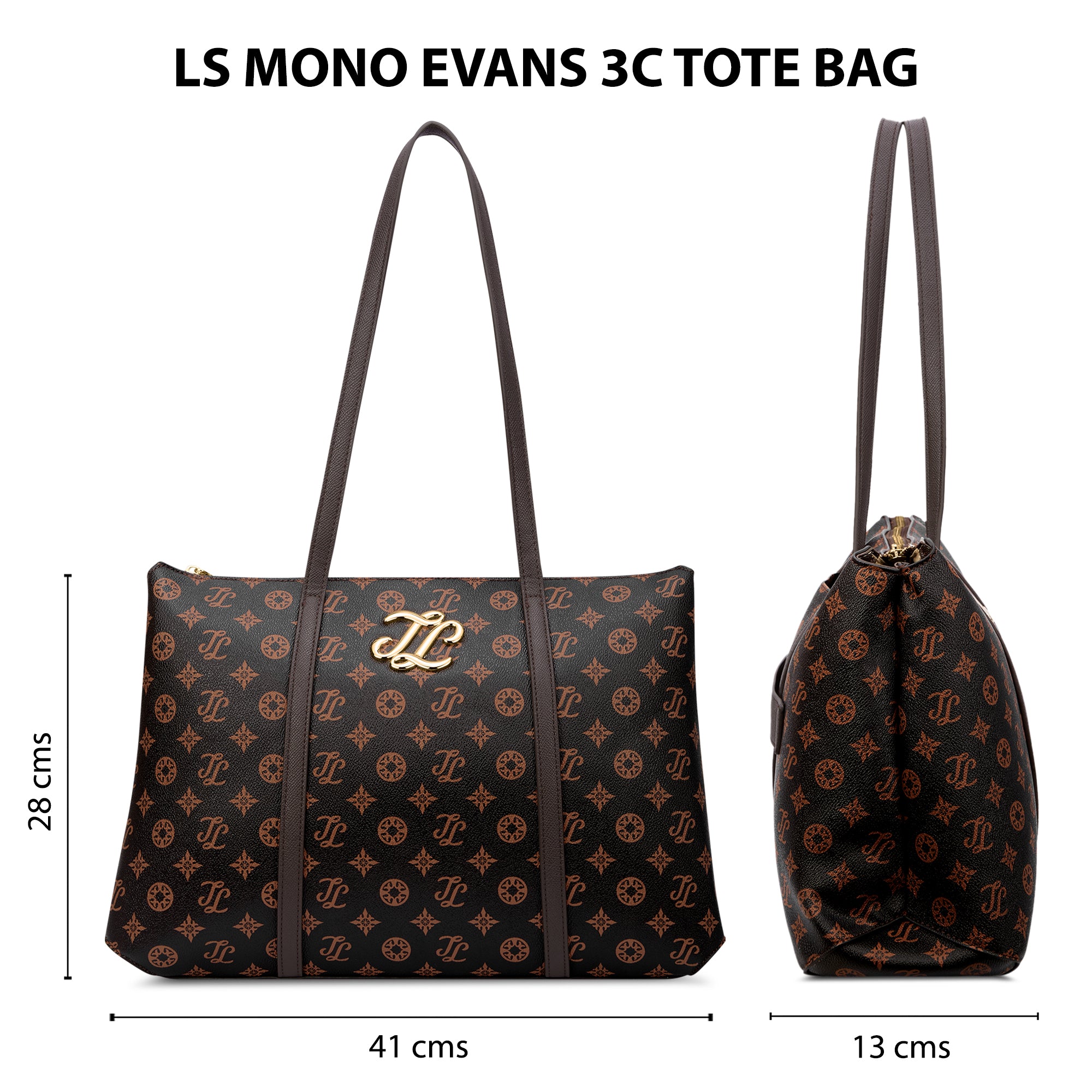 Mono Evans 3 Compartment Large Tote Bag Choco