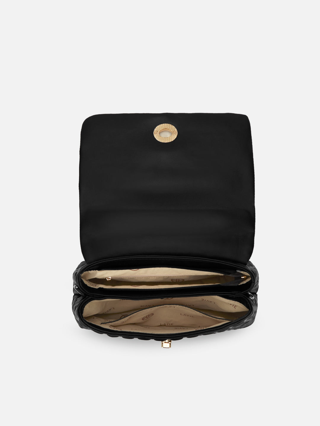 Chaney Medium Flap Satchel Bag Black